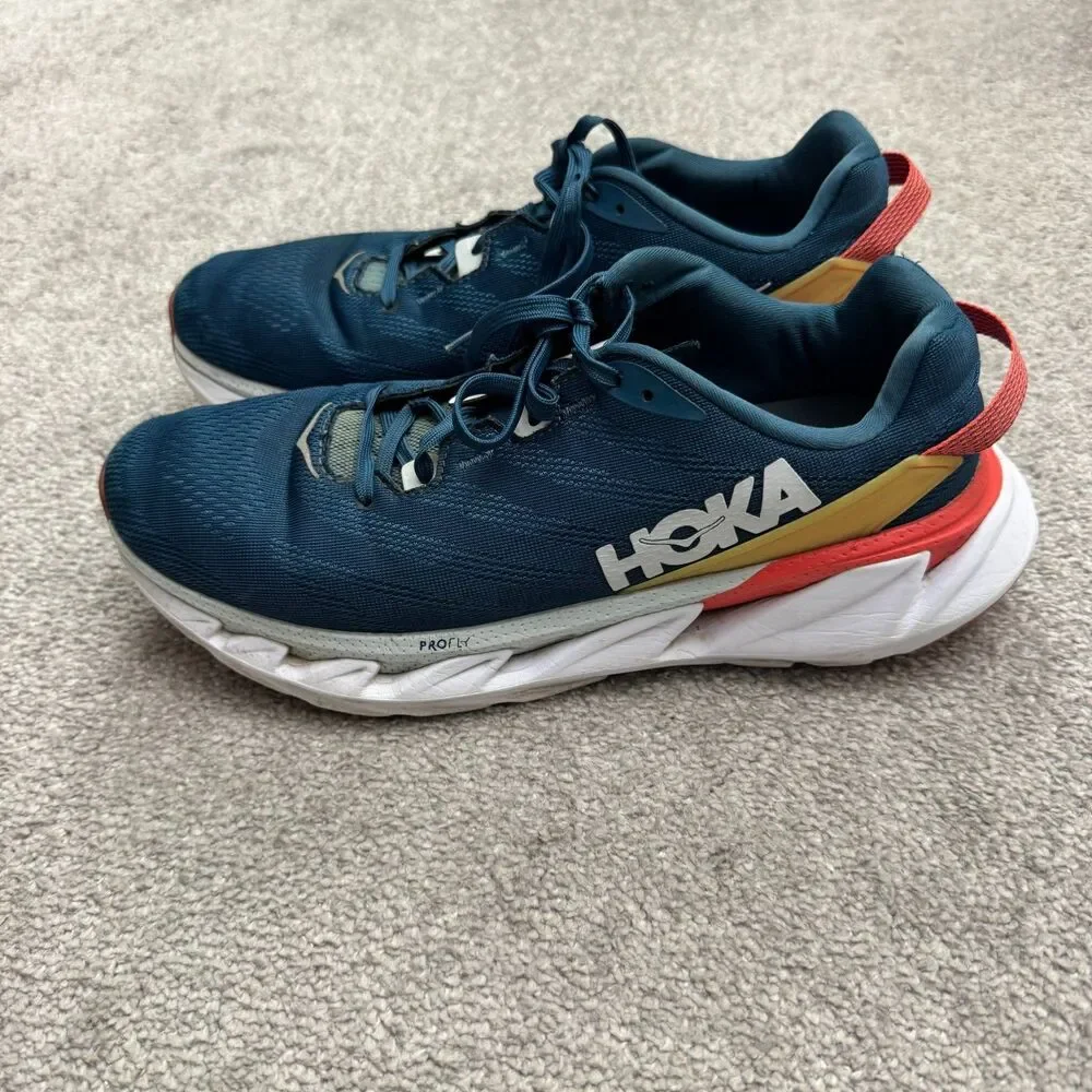 Hoka One One Elevon 2 Womens Size 10.5 Blue Red Profly Running Sneaker Low Top